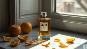 4711 eau de cologne - Moody editorial shot of 4711 eau de cologne bottle with morning light streaming