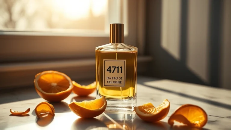 abel fragrance - Moody editorial shot of 4711 eau de cologne bottle with morning light streaming
