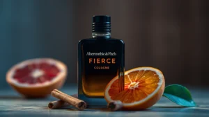 abercrombie and fierce cologne - A close-up product shot of Abercrombie & Fitch Fierce Cologne bottle with moody
