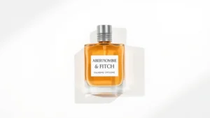 abercrombie and fitch fragrance - Overhead shot of Abercrombie and Fitch cologne bottle on white background with s
