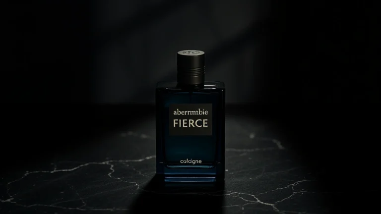 abercrombie and fitch fragrance fierce - Moody shot of Abercrombie & Fitch Fierce cologne bottle on dark marble surface w