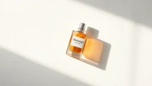 abercrombie cologne - Flat lay photography of Abercrombie cologne bottle in amber glass with morning s