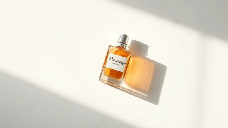abercrombie cologne - Flat lay photography of Abercrombie cologne bottle in amber glass with morning s
