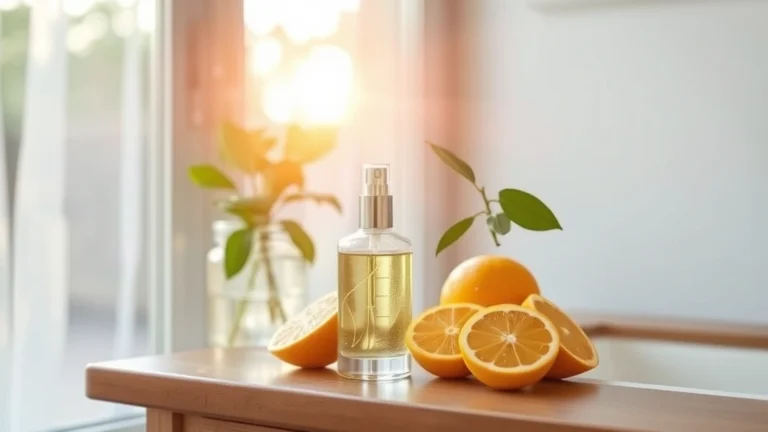 abercrombie fitch mens fragrance - Fresh citrus morning light breaking through window with fragrance bottle on wood