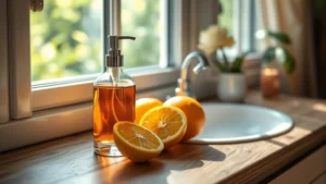 cologne abercrombie - Fresh citrus morning light breaking through window with fragrance bottle on wood