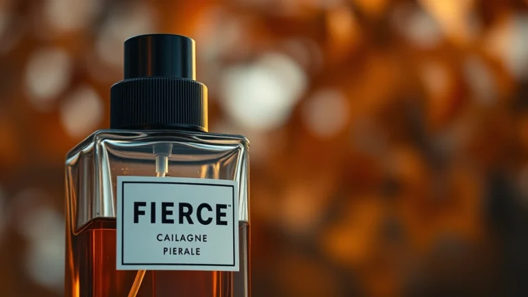 fierce cologne by abercrombie - Close-up of Fierce cologne bottle with amber liquid against warm fall background