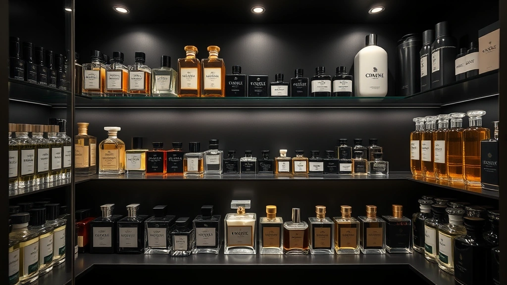 100 million cologne - 
Organized fragrance storage setup showing 100 million cologne in cool dark clos