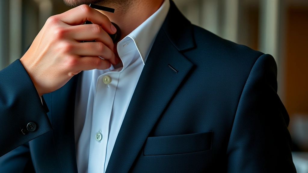 1111 fragrance - 
Person wearing blazer with fragrance being applied to collar area, professional