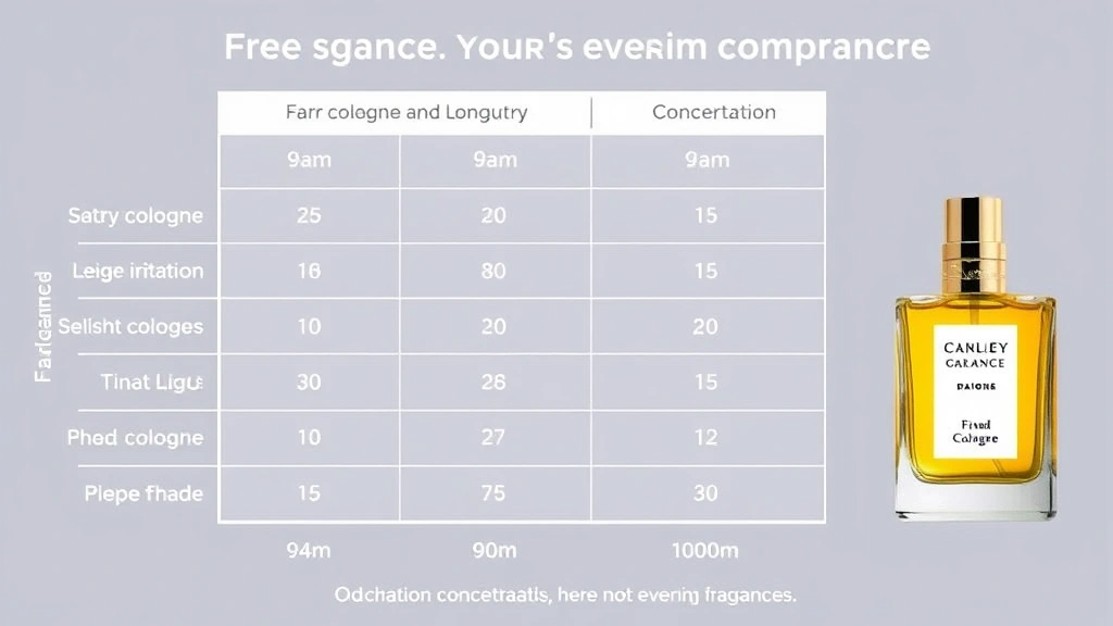 9am cologne - 
Comparison chart showing different fragrance concentrations and longevity for 9