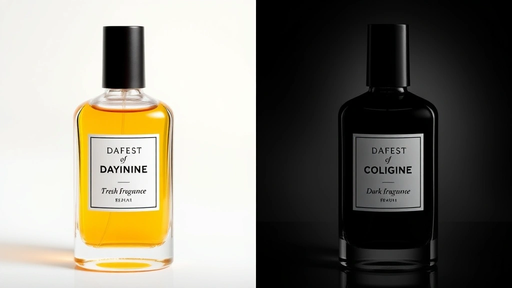 after dark cologne - 
Side-by-side comparison of daytime fresh fragrance versus dark evening cologne 
