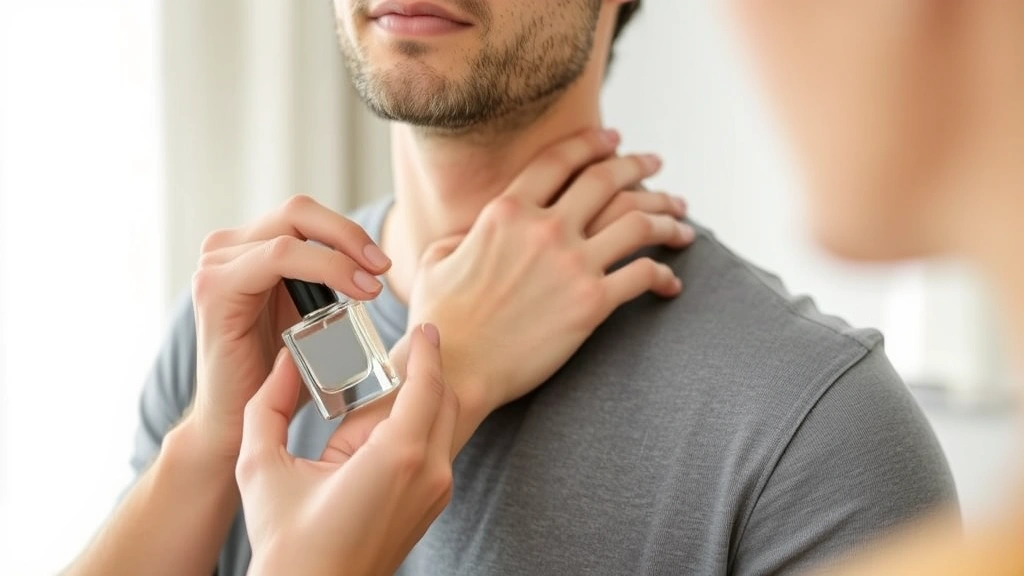 after effect fragrance world - 
Person applying fragrance to pulse points on wrist and neck, showing proper app