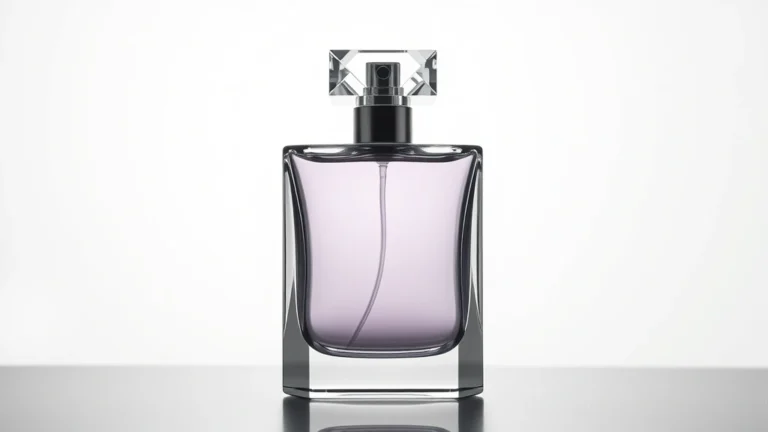 alt. fragrances crystal - Minimalist fragrance bottle with geometric crystal prism light refracting throug