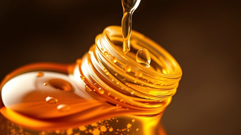 amber fragrance oil -
Close-up of amber fragrance oil being diluted in spray bottle with water drople