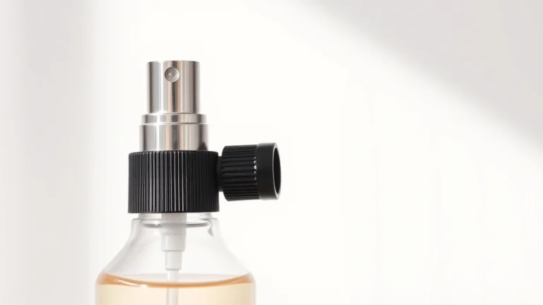 amika hair fragrance - Close-up of amika hair fragrance bottle with spray mechanism visible against whi