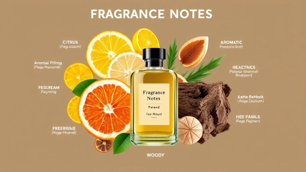 another 13 cologne - 
Fragrance notes breakdown visual showing citrus, aromatic, and woody elements
