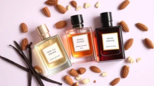 ariana grande fragrances - Flat lay of three Ariana Grande fragrance bottles—Cloud, God is a Woman, and Ari