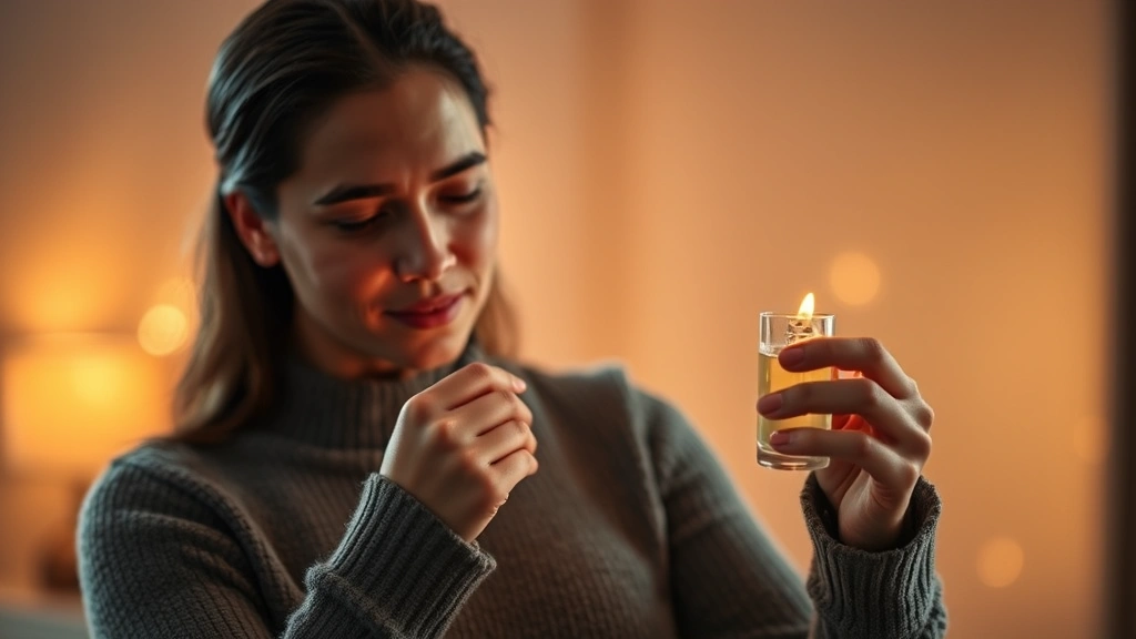 arsh fragrance world - 
Person applying fragrance to pulse point, confident expression, warm lighting h