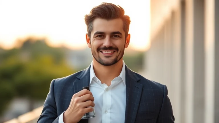 avon men's cologne - Professional man in business casual wearing Avon cologne, confident posture, mor