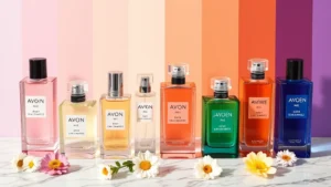 avon women's fragrances - Avon women's fragrance bottles arranged by color gradient from light to dark, di