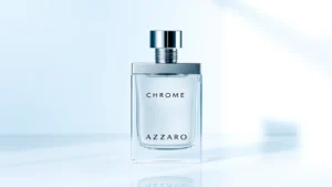 azzaro chrome cologne - Azzaro Chrome cologne bottle with sleek silver cap and frosted glass on minimali