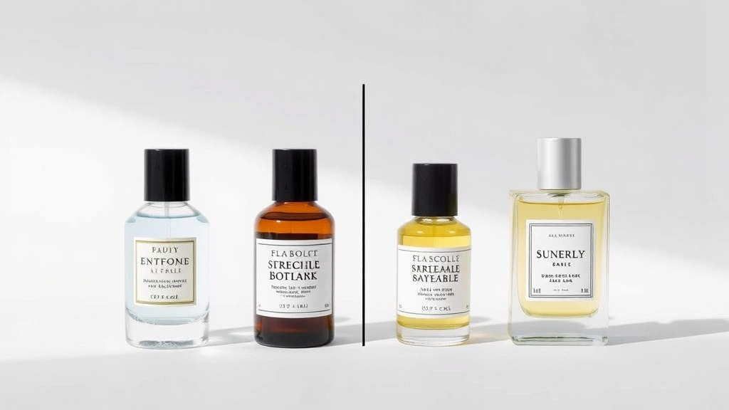 baby cologne - 
Comparison layout showing baby cologne bottle next to adult fragrance with clea