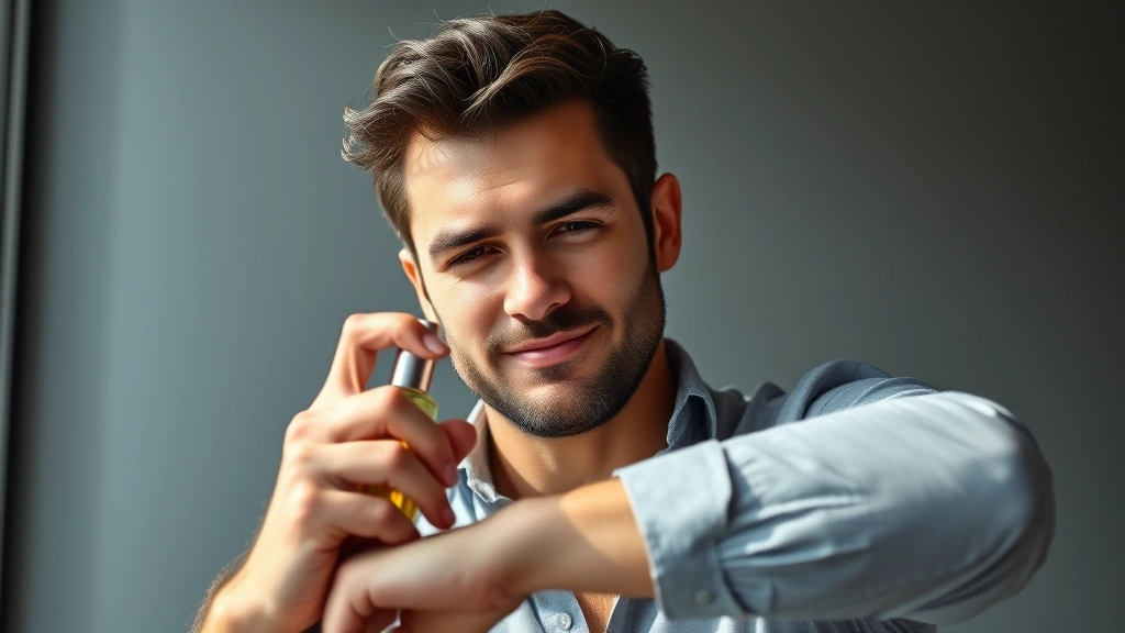 bad boy cologne - 
Man spraying cologne on wrist with confident expression, professional photograp