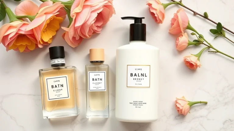 bath and body cologne - Flat lay of bath and body cologne collection with matching body lotion and showe
