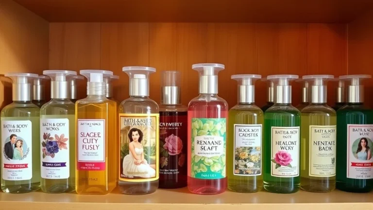 bath and body works discontinued fragrances - Vintage Bath and Body Works fragrance bottles arranged on a shelf with warm ligh