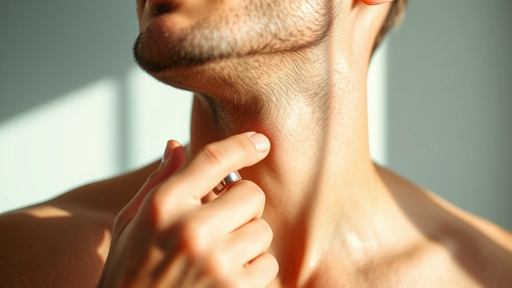 bay rum cologne - 
Man applying cologne to pulse point on neck, showing proper application techniq