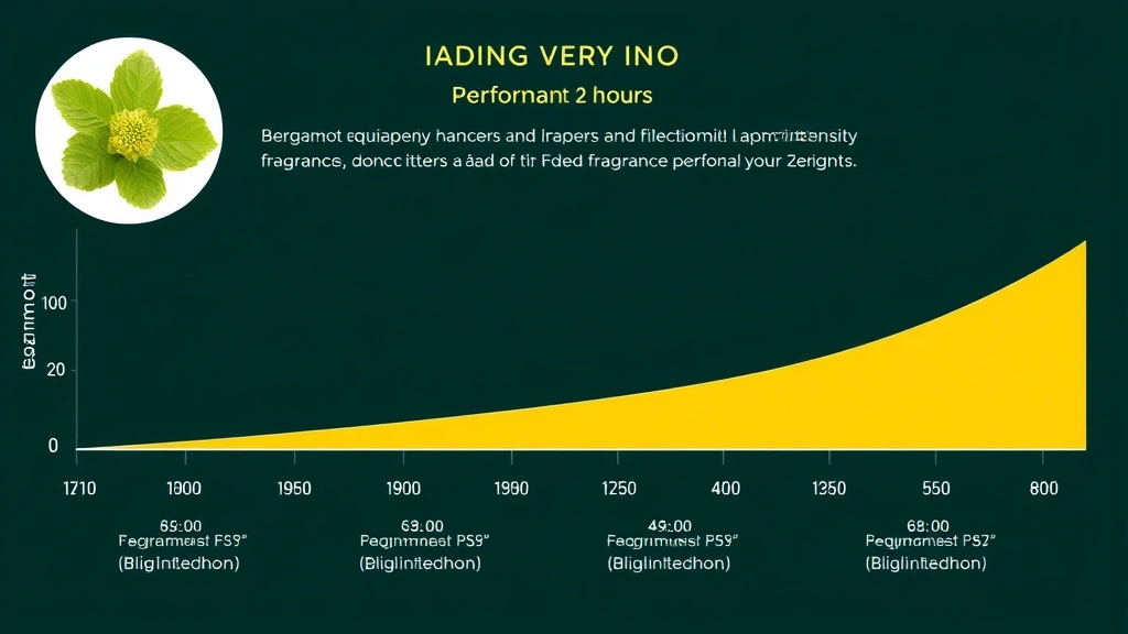 bergamot in fragrance - 
Timeline infographic showing bergamot fragrance performance over 2 hours with f