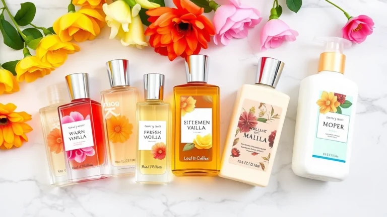 best bath and body works fragrance - Flat lay of Bath and Body Works fragrance bottles in warm vanilla, fresh floral,