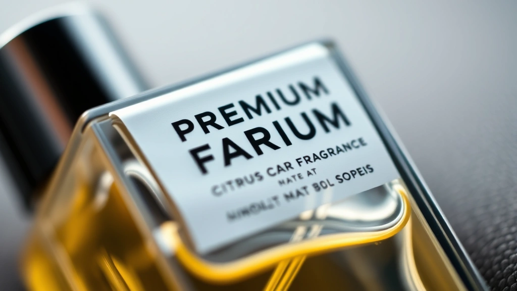 best car fragrance -
Close-up of a premium car fragrance product with citrus and woody notes visible