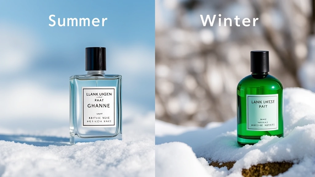 best cologne for me - 
Split-screen comparison showing seasonal cologne selections for summer and wint