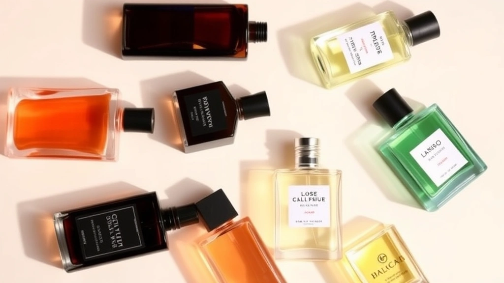 best cologne for teens - 
Flat lay of 5-6 different cologne bottles in various colors and sizes arranged 