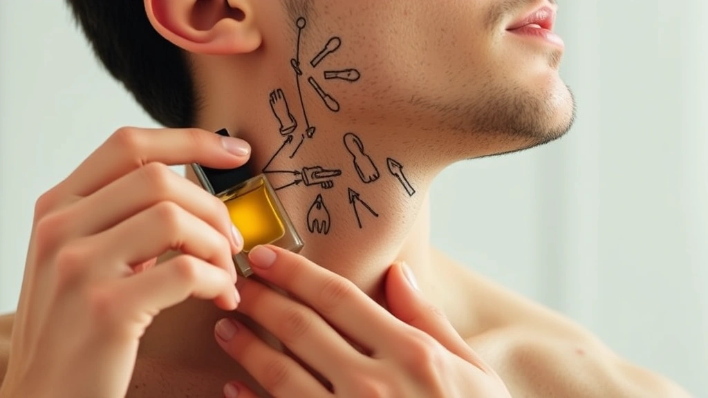 best cologne scents - 
Man applying cologne to pulse points on neck with instructional overlay
