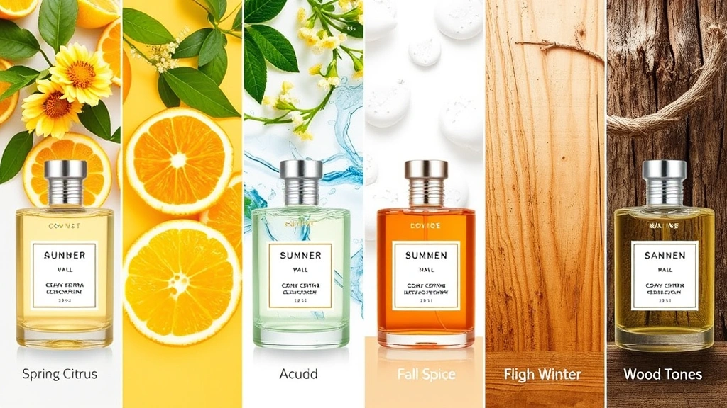 best diffuser fragrances - 
Seasonal fragrance collection displayed by season—spring citrus, summer aquatic