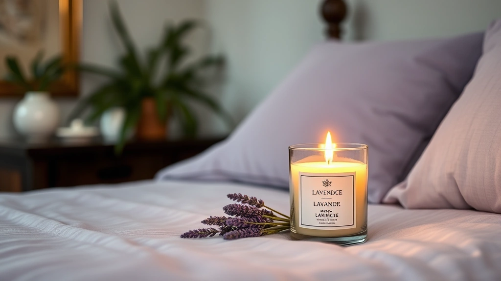 best fragrance candles -
Fragrance candle in bedroom setting with vanilla lavender scent creating cozy a