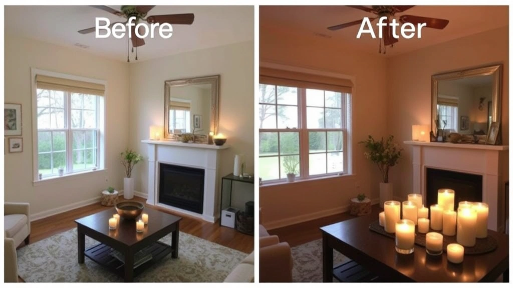 best fragrance candles -
Before and after room transformation using quality fragrance candles in differe