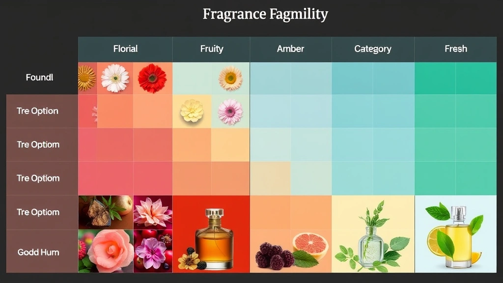 best fragrances for women - 
Grid comparison chart showing fragrance families for women with visual represen