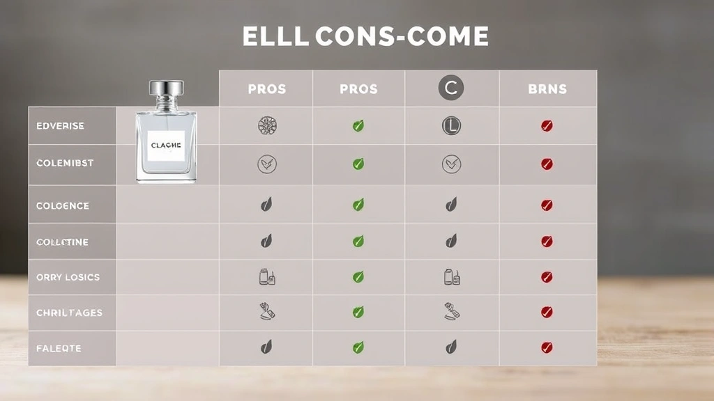 best ladies cologne - 
Pros and cons comparison chart for ladies cologne with icons and organized layo