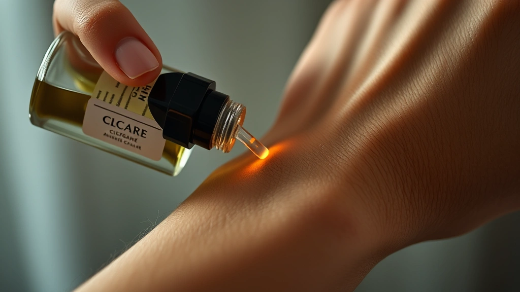 best masculine cologne -
Close-up of cologne bottle application on wrist pulse point, showing proper tec