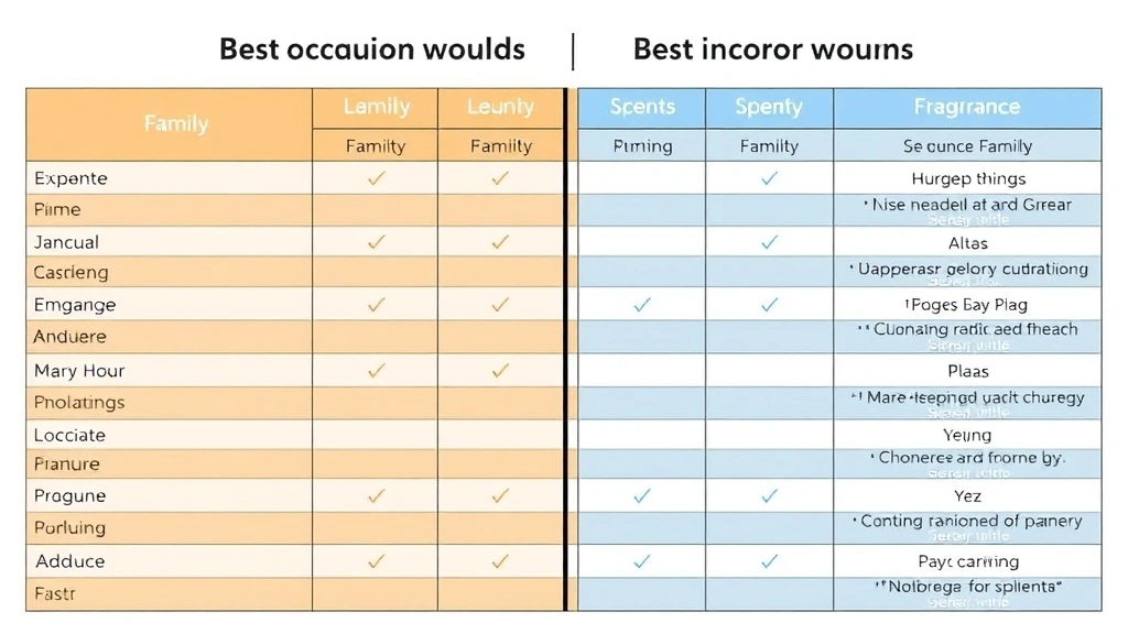 best men's fragrances of all time - 
Side-by-side comparison chart showing fragrance families, longevity hours, and 