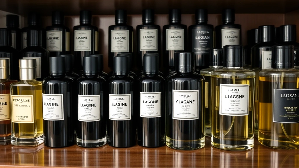 black cologne - 
Organized fragrance collection showing multiple black cologne bottles arranged 