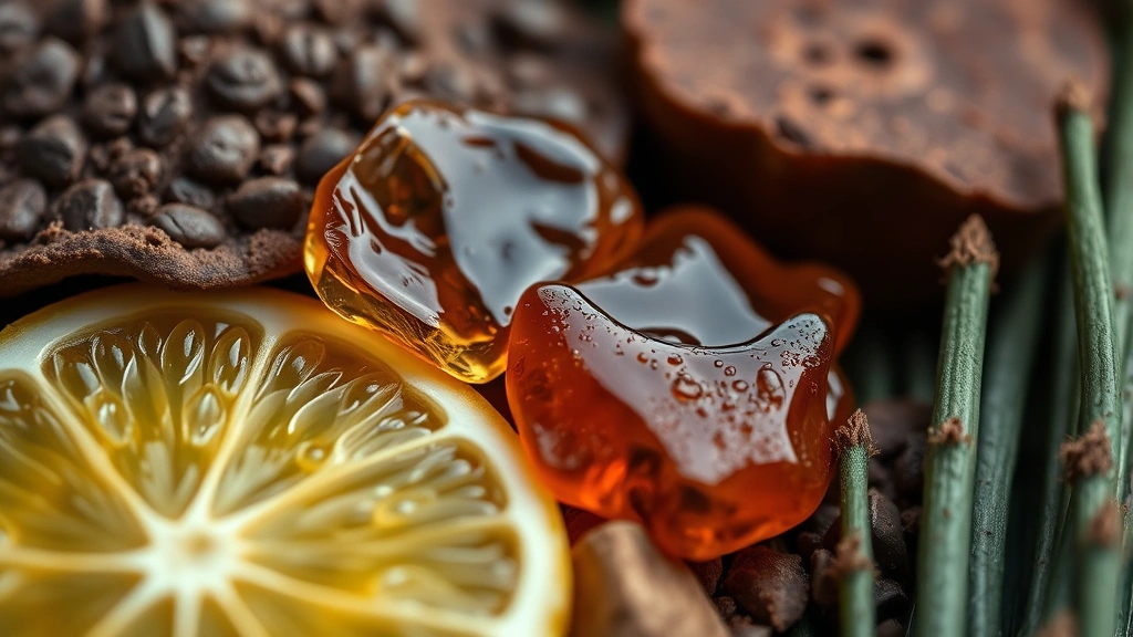 black noir cologne -
Detailed macro shot of fragrance notes—bergamot, leather, amber, musk, vetiver—