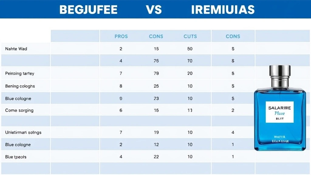 blue cologne -
Pros and cons table comparing budget vs premium blue cologne options side by si