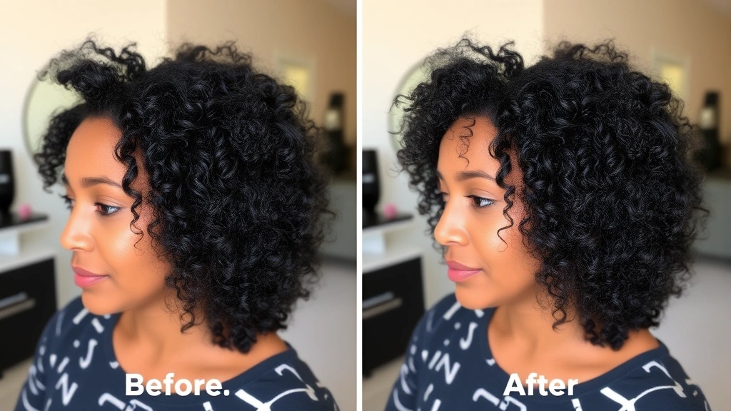 bouclème fragrance free curl cream - 
Before and after comparison showing frizz-free, well-defined curls achieved usi