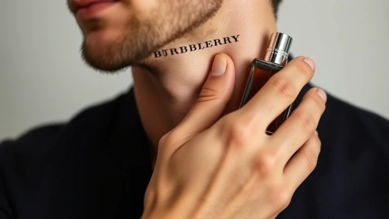 burberry touch men's cologne - Close-up of man applying Burberry Touch cologne to neck pulse point with proper