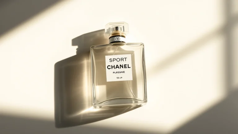 chanel sport cologne - Overhead shot of Chanel Sport cologne bottle with morning light casting shadows,