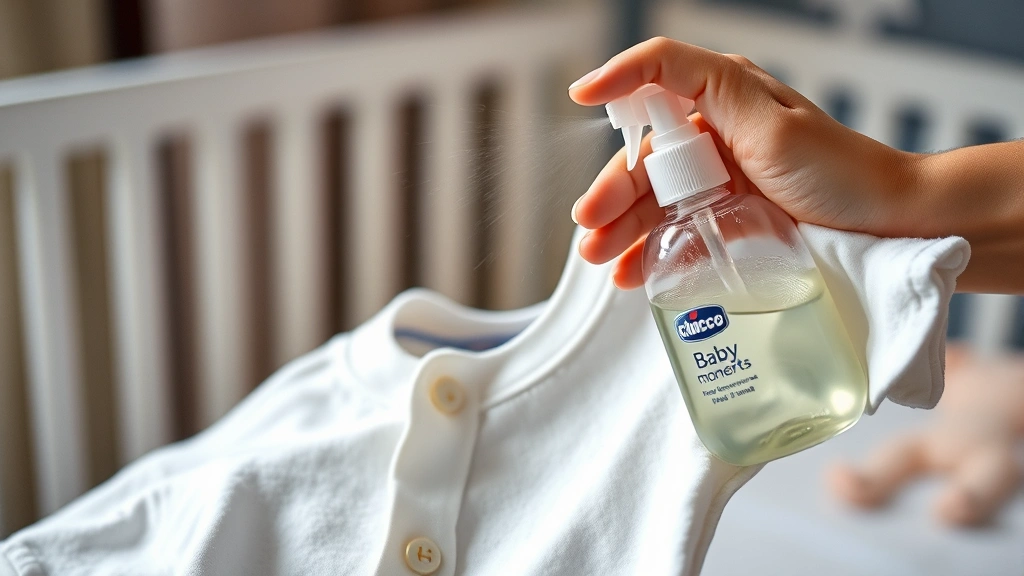 chicco baby moments eau de cologne - baby's smell - 
Close-up of baby’s clothing being spritzed with Chicco Baby Moments fragr