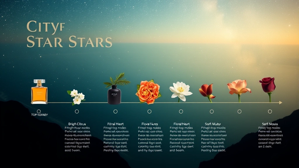 city of stars cologne - 
Fragrance journey timeline showing the progression of City of Stars from bright